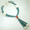 Superb Turquoise & Shell Heishi Bead Necklace with Jaclas