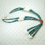 Superb Turquoise & Shell Heishi Bead Necklace with Jaclas