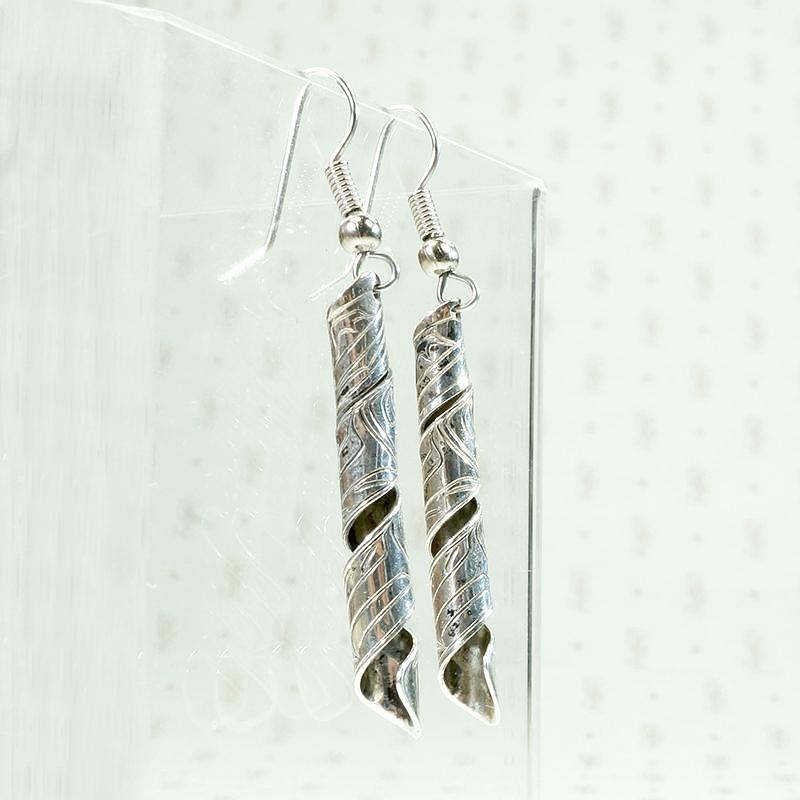 Sterling Ribbon Earrings with Northwest Coast Engraving