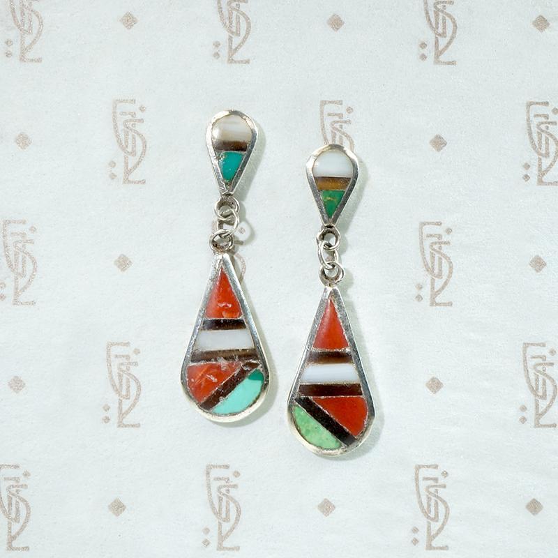Colorful Inlay in Sterling Silver Earrings