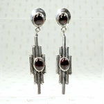 Garnet 1980's Modernist Earrings in Silver