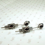 Garnet 1980's Modernist Earrings in Silver