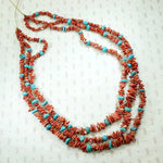 Brilliant Triple-Strand Red & Turquoise Bead Necklace