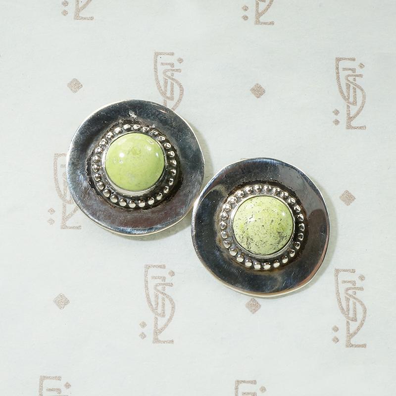 Green Turquoise & Silver Stud Earrings