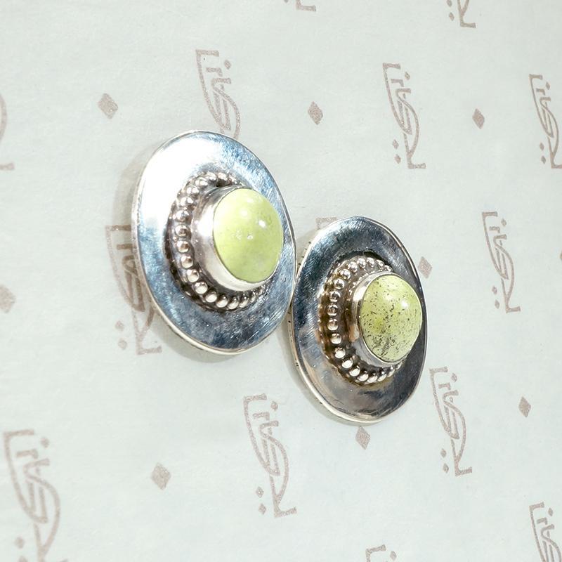 Green Turquoise & Silver Stud Earrings