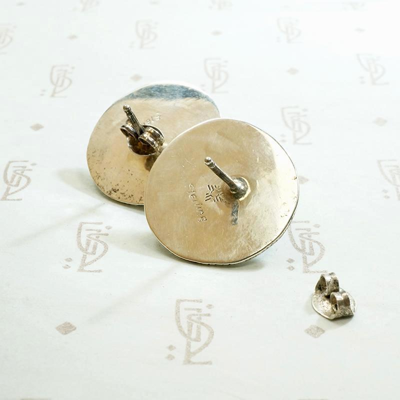 Green Turquoise & Silver Stud Earrings