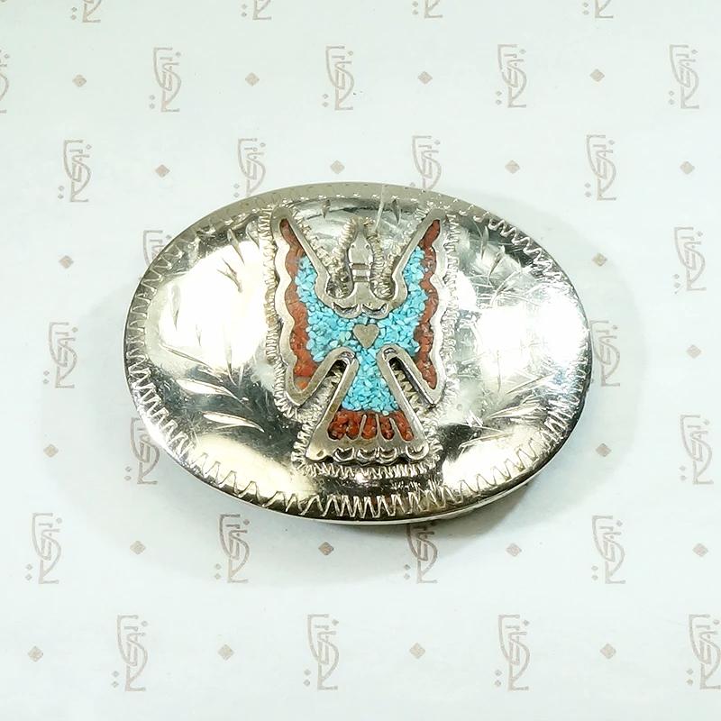 Peyote Bird Stone Inlay in Sterling Belt Buckle
