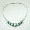 Silver Necklace with Blue & Green Turquoise