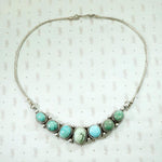 Silver Necklace with Blue & Green Turquoise