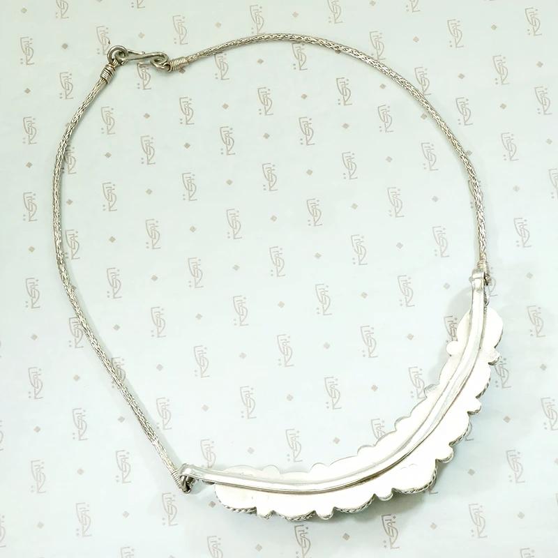 Silver Necklace with Blue & Green Turquoise