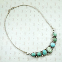 Silver Necklace with Blue & Green Turquoise