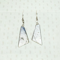 Rhomboid Silver Slab Earrings with Glowing Finish
