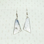 Rhomboid Silver Slab Earrings with Glowing Finish