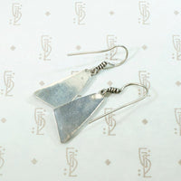Rhomboid Silver Slab Earrings with Glowing Finish