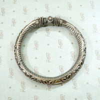Bangle Bracelet Filigreed & Engraved with Flowers