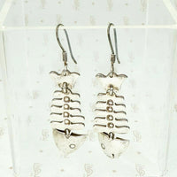 Adorable Taxco Fish Skeleton Silver EarringsAdorable Taxco Fish Skeleton Silver Earrings