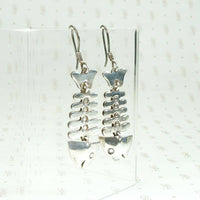 Adorable Taxco Fish Skeleton Silver Earrings
