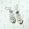 Adorable Taxco Fish Skeleton Silver Earrings