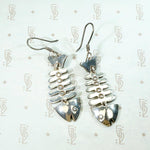 Adorable Taxco Fish Skeleton Silver Earrings