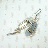 Adorable Taxco Fish Skeleton Silver Earrings