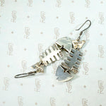 Adorable Taxco Fish Skeleton Silver Earrings