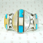 Radiant Mother of Pearl & Turquoise Inlay Cuff