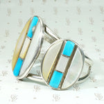 Radiant Mother of Pearl & Turquoise Inlay Cuff
