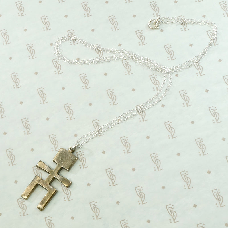 Brutalist Figural Pendant in Gold on Silver