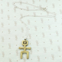 Brutalist Figural Pendant in Gold on Silver