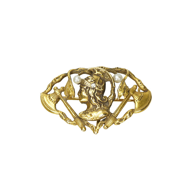Joan of Arc Gold and Pearl Brooch - Gem Set Love