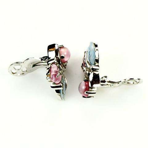 Signed Mazer Pink & Blue Fruit Salad Earrings