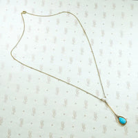 Antique Gold Necklace with Pearl & Turquoise Drop
