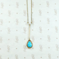 Antique Gold Necklace with Pearl & Turquoise Drop