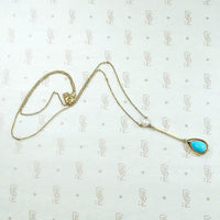 Antique Gold Necklace with Pearl & Turquoise Drop