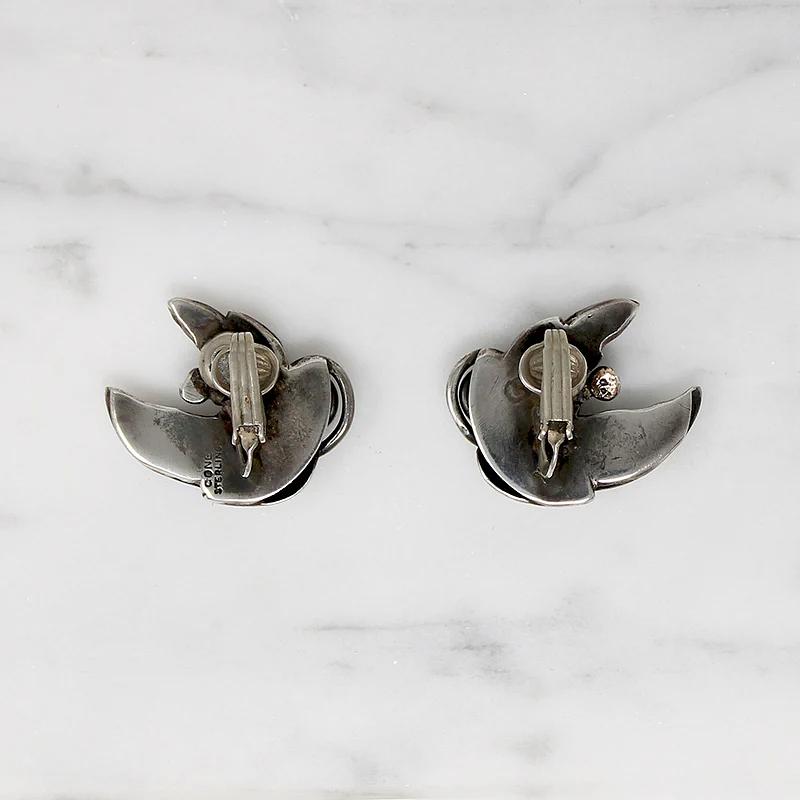 Ella Cone Modernist Sterling Leaf Earrings
