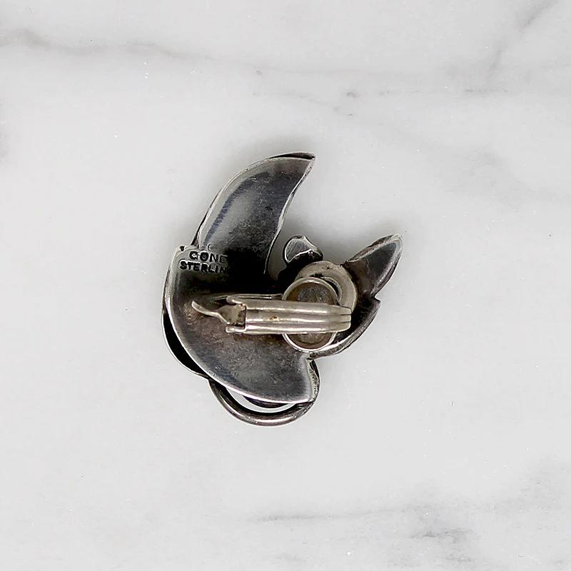Ella Cone Modernist Sterling Leaf Earrings