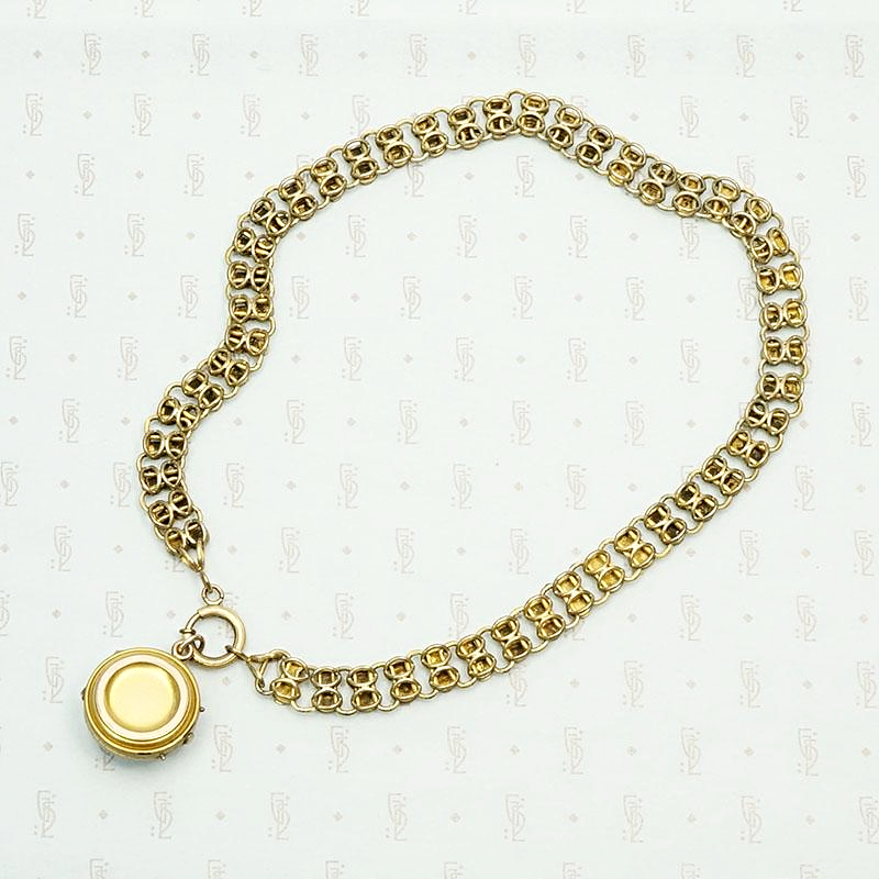 Dotty Gold Filled Book Chain and Locket. Back view.