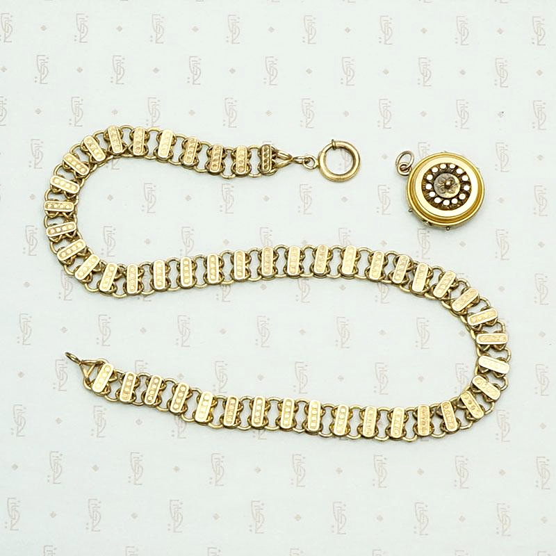 Dotty Gold Filled Book Chain and Locket with locket removed.