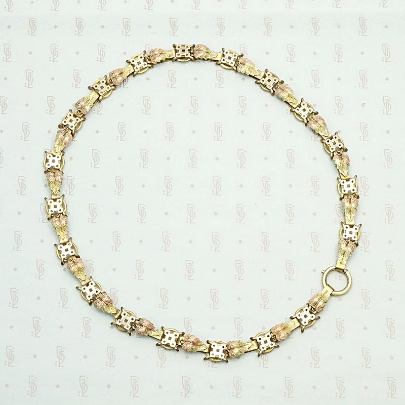Victorian Chinoiserie Gold Filled Panel Chain