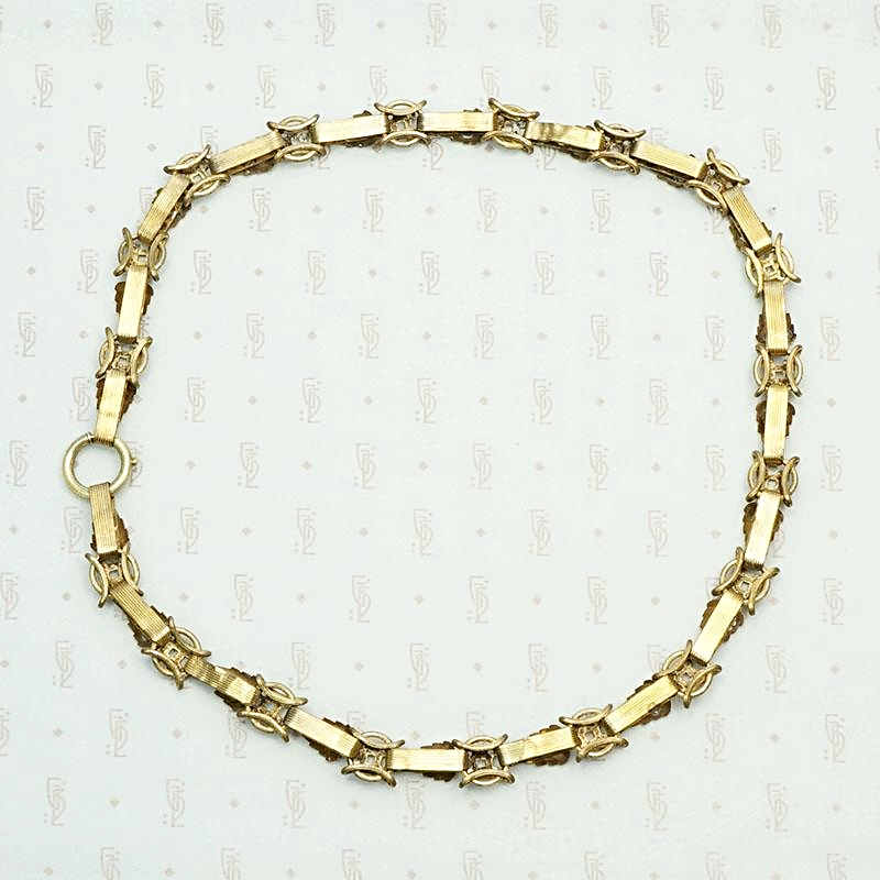 Victorian Chinoiserie Gold Filled Panel Chain. Back view.