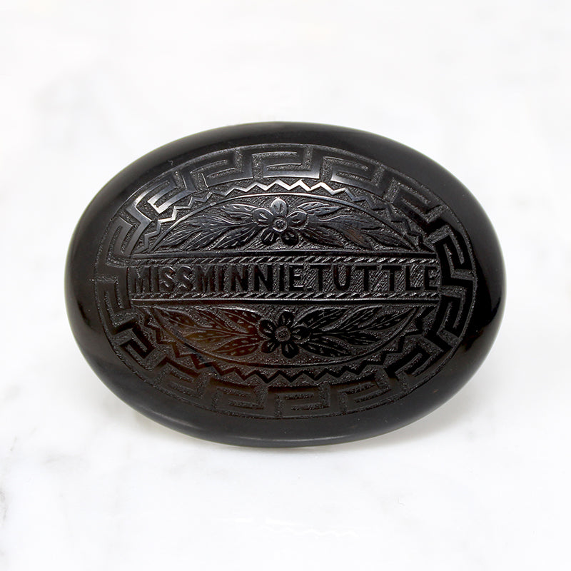 Miss Minnie Tuttle Jet Mourning Brooch