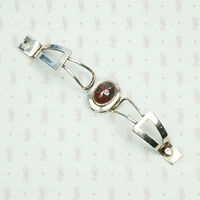 Signed Mexican Sterling & Jasper Double Hinged Bracelet, open.