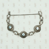 Sparkling Natural Blue Zircon and Marcasite Silver Bracelet