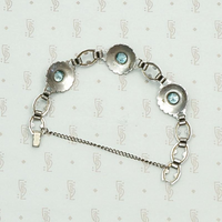 Sparkling Natural Blue Zircon and Marcasite Silver Bracelet. Back view.
