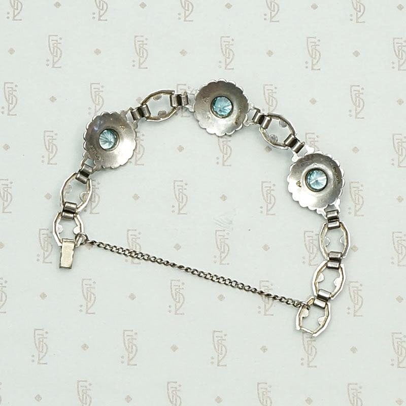 Sparkling Natural Blue Zircon and Marcasite Silver Bracelet