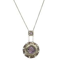 Circa 1910 Sterling and Amethyst Arts and Crafts Necklace - Gem Set Love