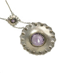 Circa 1910 Sterling and Amethyst Arts and Crafts Necklace - Gem Set Love