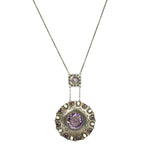 Circa 1910 Sterling and Amethyst Arts and Crafts Necklace - Gem Set Love
