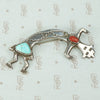 kachina dancer brooch in silver with turquoise and coral