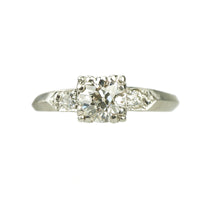 Old Euro Diamond and Platinum Engagement Ring - Gem Set Love